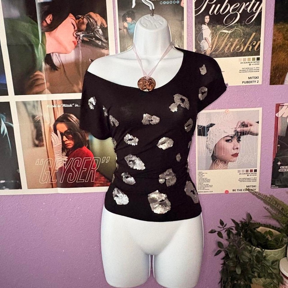 Large Forever 21 Sequin Leopard Print Top
